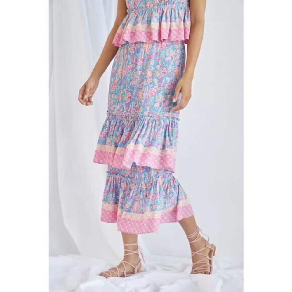 ANTHROPOLOGIE NWT Plenty by Tracy Reese Meadow Tiered Midi Skirt XLARGE